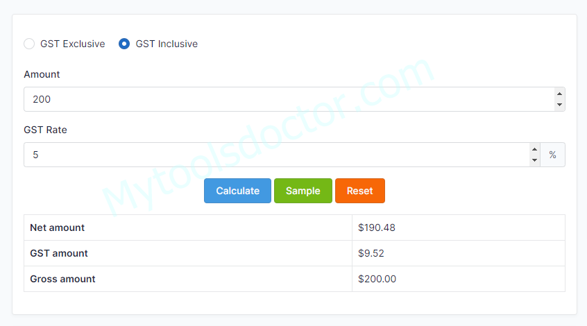 GST Tax Calculator Online
